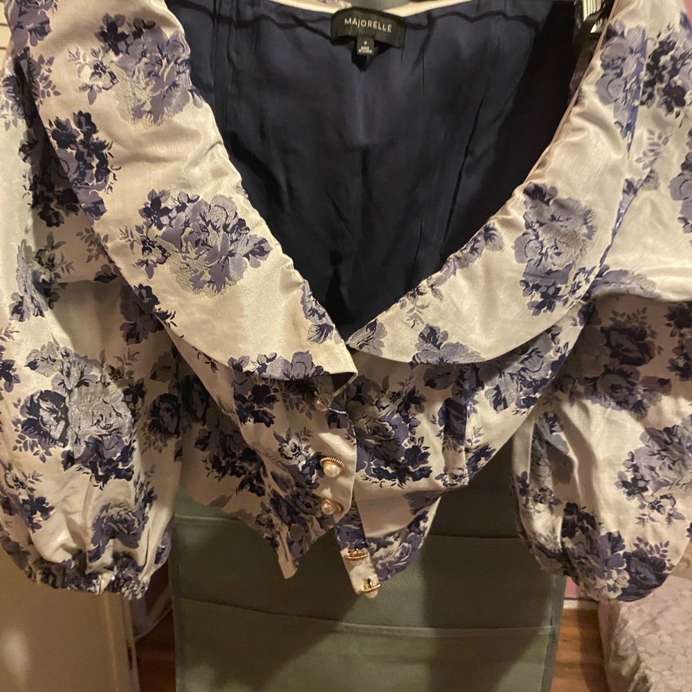 MAJORELLE Blue Floral Blouse
